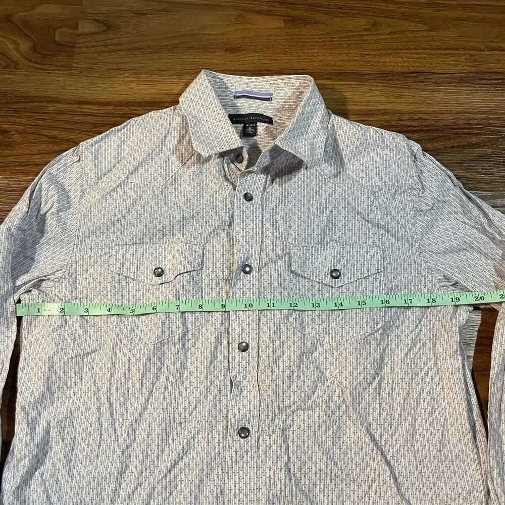 Banana Republic Shirt Slim Blue White Long Sleeve Button Up Cotton Men's Size M